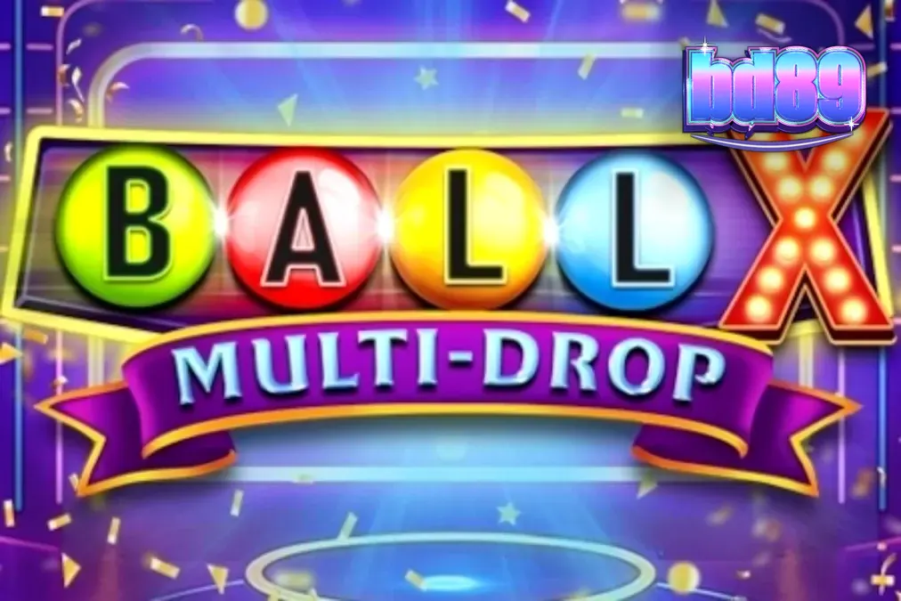 Ball X Multi-Drop স্লট গেমের নিয়ন এবং উজ্জ্বল থিমযুক্ত ইন্টারফেস